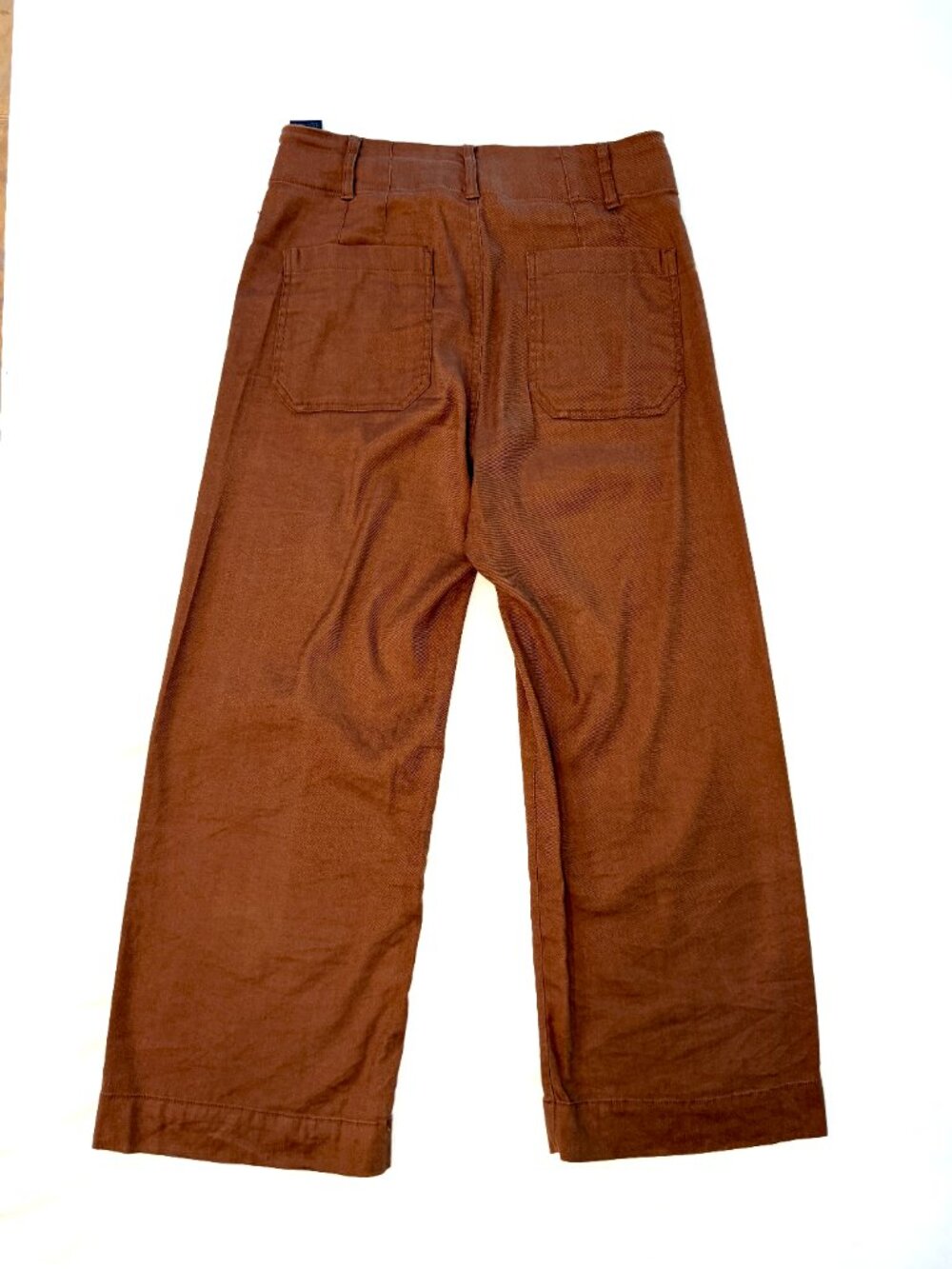 Maeve Anthropologie The Colette Cropped Wide Leg Linen Pants Brown Rust Size 29 - Picture 3 of 6